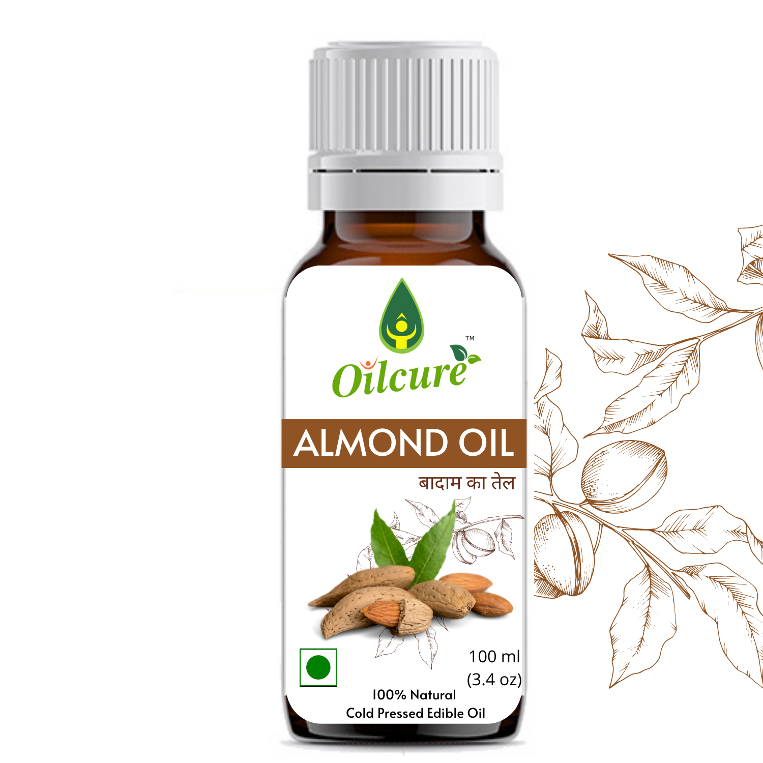 Oilcure Almond Oil Cold Pressed-100 ml