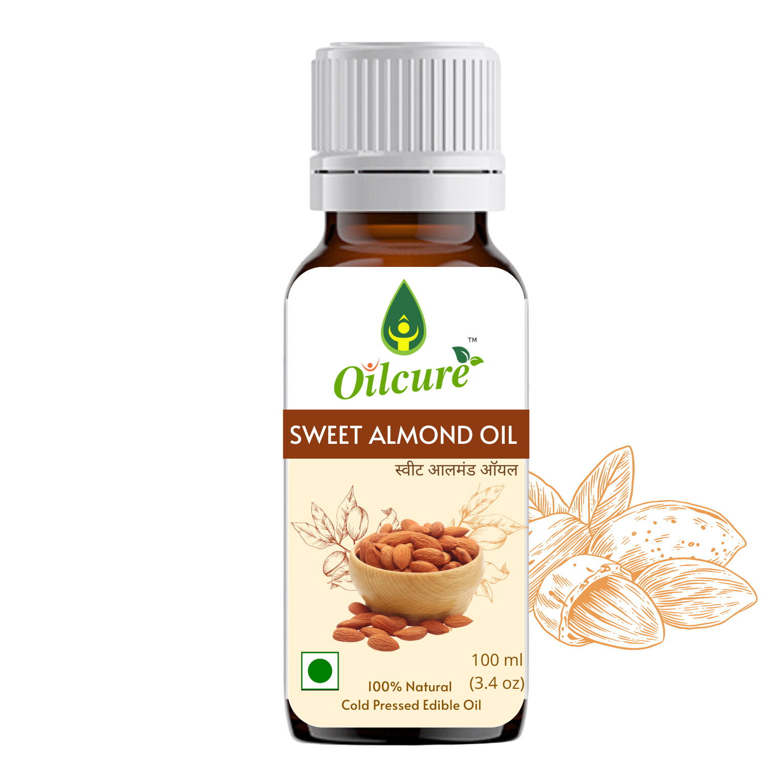 Oilcure Sweet Almond Oil Cold Pressed - 100 ml